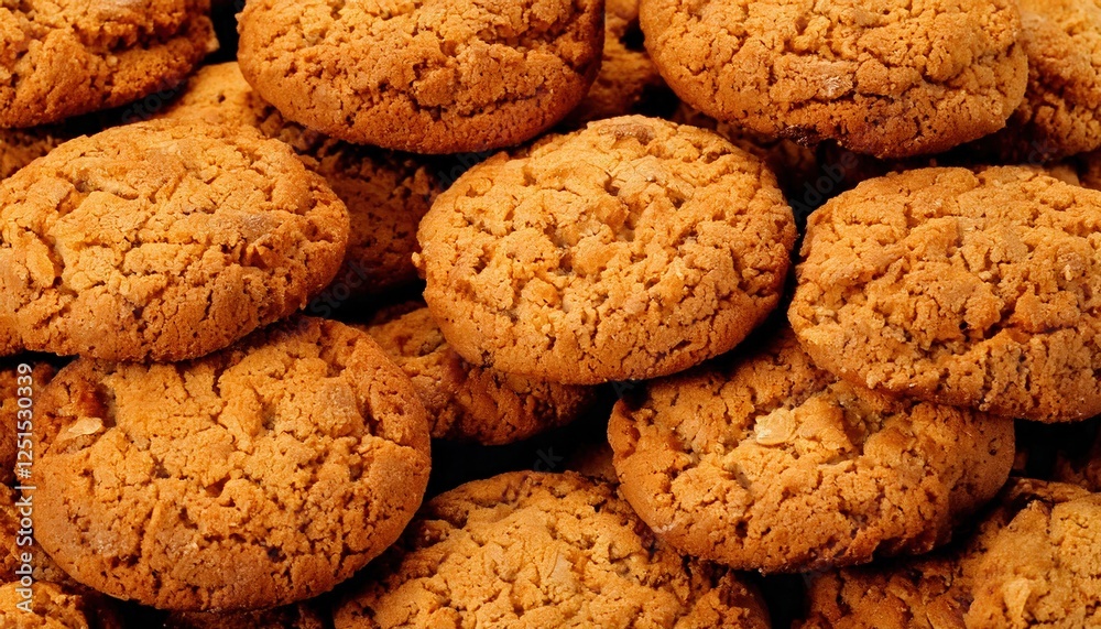 Freshly baked cookies arranged in a stack on a wooden surface indoors Freshly baked cookies arranged in a stack on a wooden surface indoors