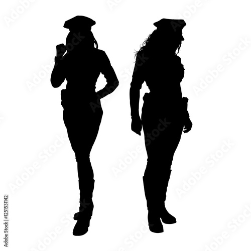 Policewoman silhouette - vector illustration