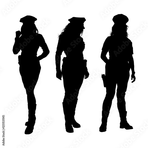 Policewoman silhouette - vector illustration