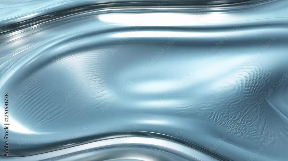 Dynamic Liquid Silver: Futuristic Flowing Metallic Background with Shiny Ripples and Soft Waves