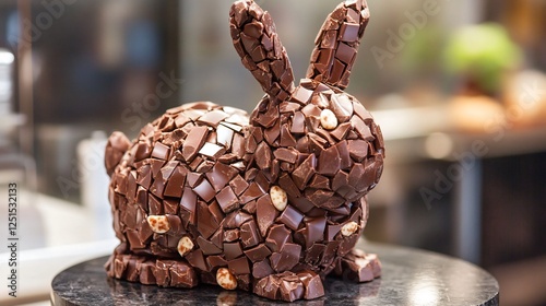 Artisan Chocolate Mosaic Easter Bunny Sculpture