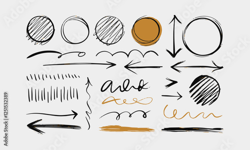 A modern vector illustration of hand-drawn sketch-style elements, easily editable.