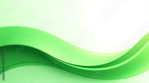 Beneath a gentle curve, a vibrant green ribbon unfurls gracefully.