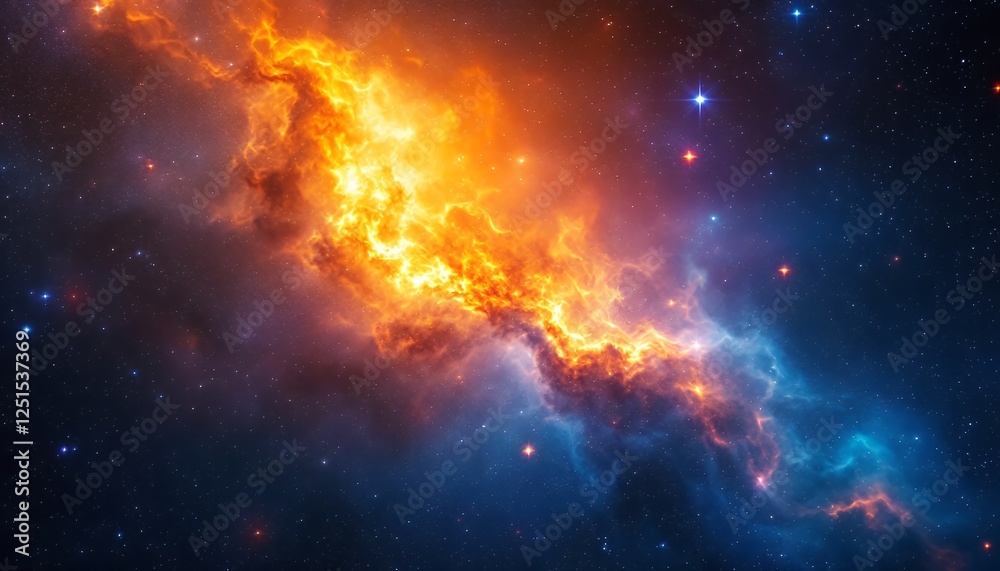 Fototapeta premium Nebula Formation in Outer Space with Stars and Cosmic Dust