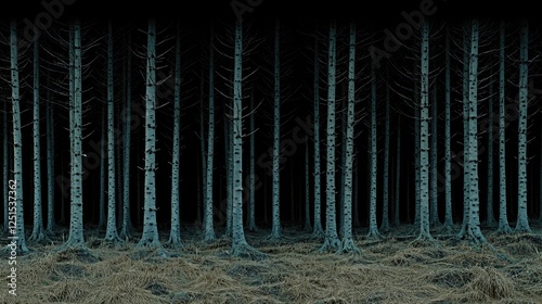 Dark forest at night