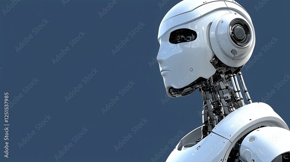 Side profile of a humanoid robot with a sleek white exterior, representing the future of robotics, artificial intelligence, and human-machine collaboration.
Side profile of a humanoid robot with a sleek white exterior, representing the future of robotics, artificial intelligence, and human-machine collaboration.