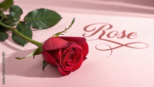 Red Rose Flower on Pink Background Romance Love Valentine's Day Celebration Gift Floral Beauty Elegant