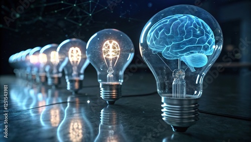 Brain Inside Light Bulb Ideas Innovation Intelligence Creativity Inspiration Knowledge Mind Power Concept