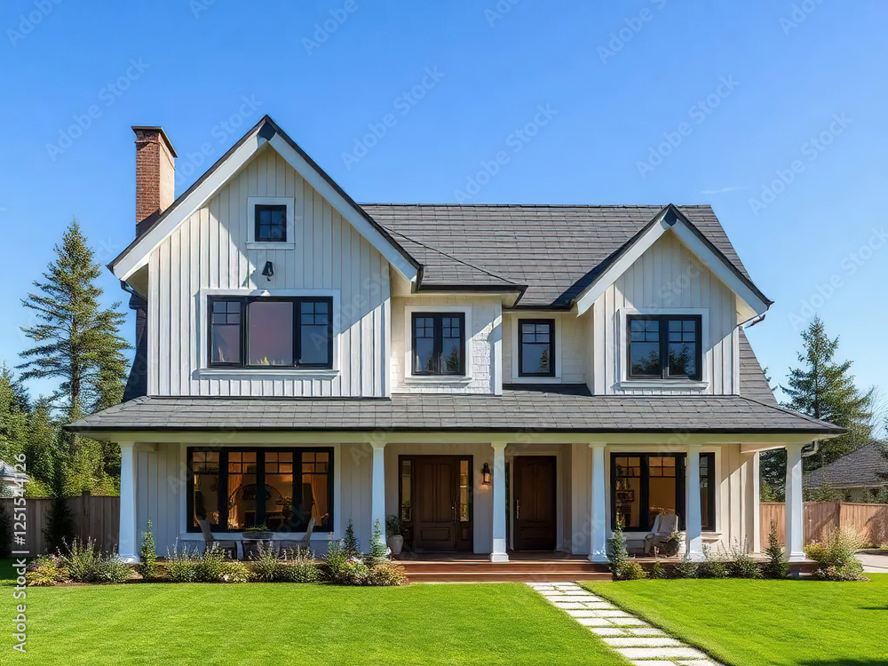 Modern villa exterior in minimal scandinavian style Modern villa exterior in minimal scandinavian style