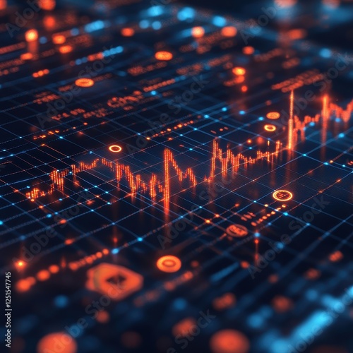 Wallpaper Mural Digital Financial Data Visualization with Chart Elements Torontodigital.ca