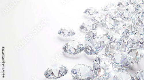 Sparkling Diamonds on White Background