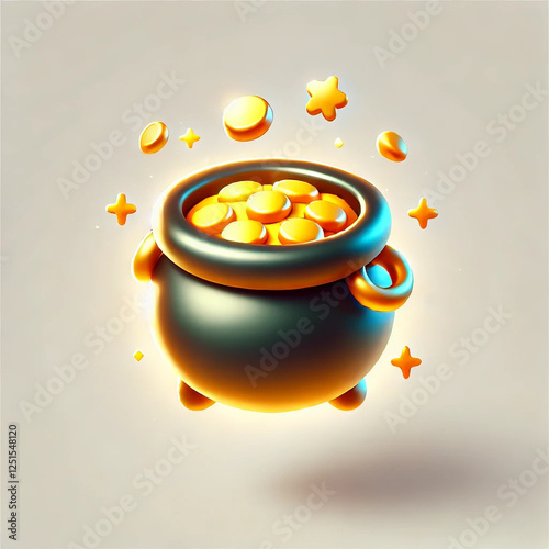 3D Cartoon Pot of Gold Icon