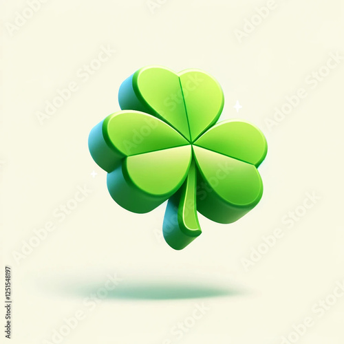 3D Cartoon Shamrock Leaf Icon