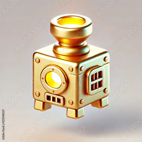 3D Cartoon Gold Furnace Icon