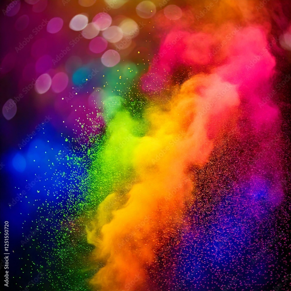 Fototapeta premium Seven colors abstract background and bokeh on holi festival. AI generative