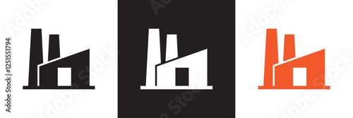 Factory icon. isolated on white and black background. vector illustration. EPS 10
