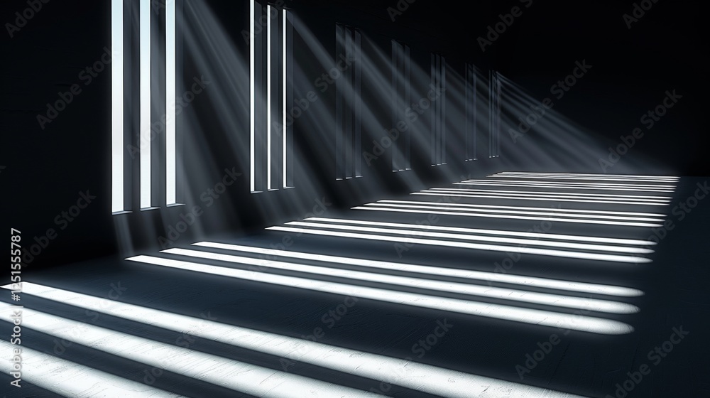 Realistic diagonal lines gobo effect with shadows for creative light overlay on surfaces Realistic diagonal lines gobo effect with shadows for creative light overlay on surfaces