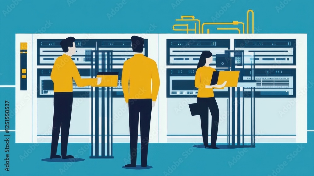 Technicians Working in a Data Center Environment Technicians Working in a Data Center Environment