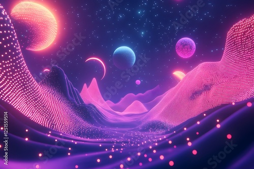 Neon Sci-Fi Alien Planet Landscape