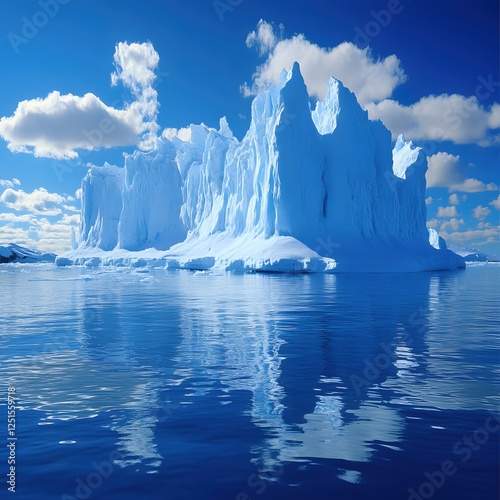 Wallpaper Mural Majestic iceberg floating in serene blue waters under a clear sky with scattered clouds Torontodigital.ca