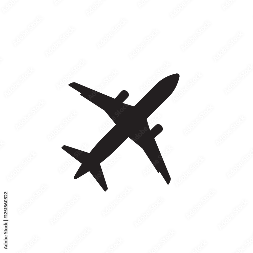 Simple airplane vector icon on white background. Simple airplane vector icon on white background.