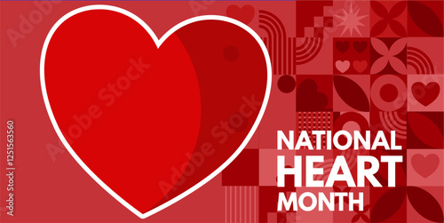 National Heart Month - banner, vector illustration