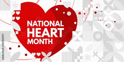 National Heart Month - banner, vector illustration