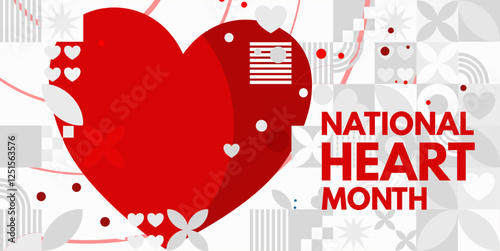 National Heart Month - banner, vector illustration