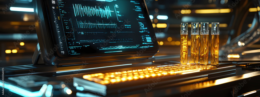 Naklejka premium Cutting-Edge Medical Research Console