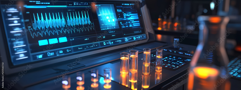 Naklejka premium Cutting-Edge Medical Research Console