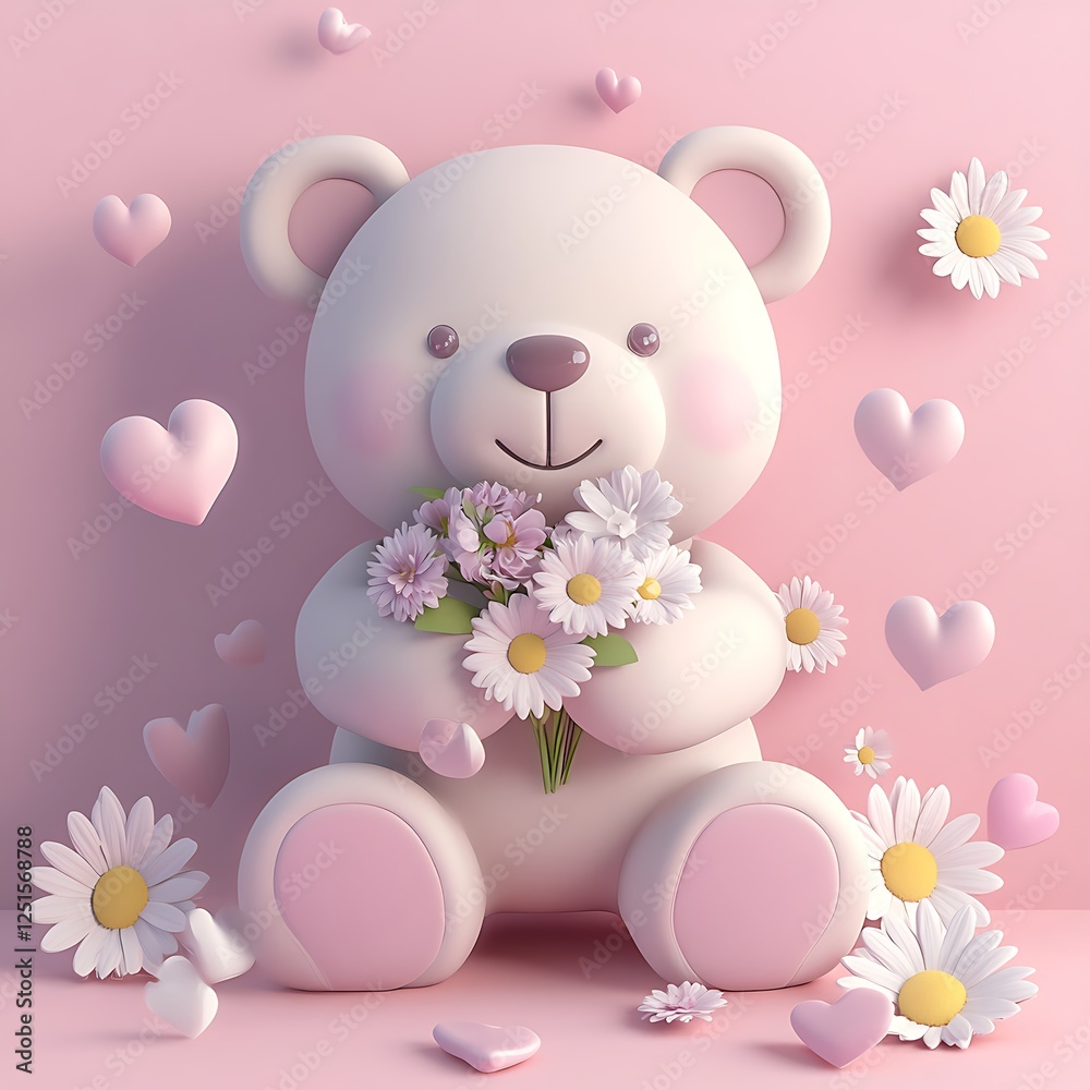 Obraz premium teddy bear with flowers