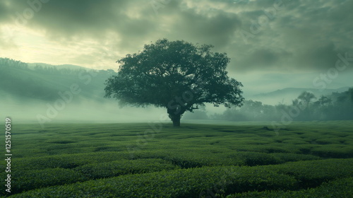 A giant tea plantation with a huge sacred tree in _005