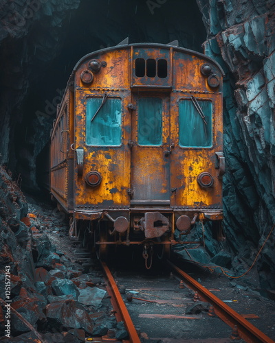 A trolley loaded with coal emerges from a dark min_001