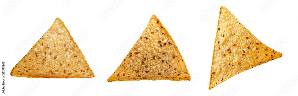 Fototapeta premium Crispy Corn Tortilla Chips Isolated on White Isolated on transparent background