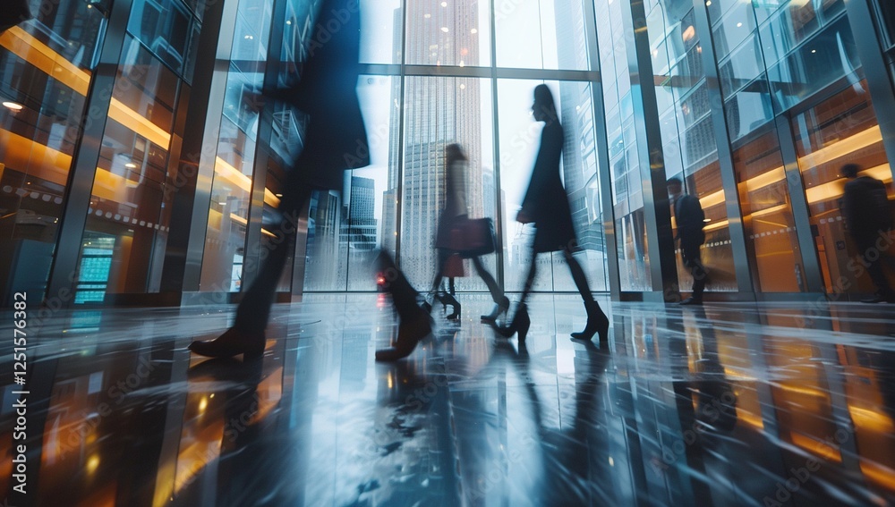 Fototapeta premium Blurred group of busy business people 