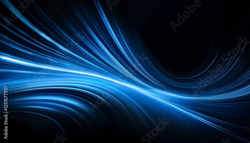 blur glowing lines neon abstract background futuristic radiance defocused luminous navy blue color curve streak light flare motion on dark black