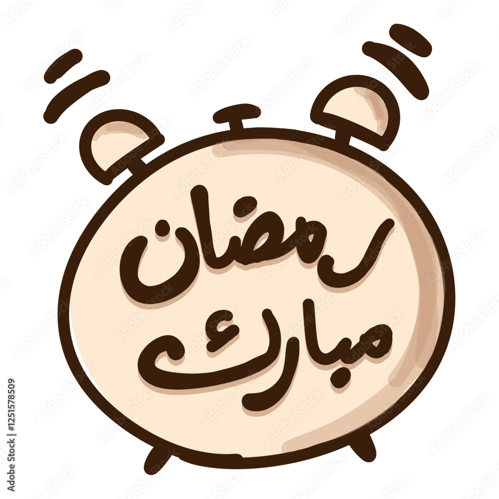 alarm clock illustration with arabic test alarm clock illustration with arabic test