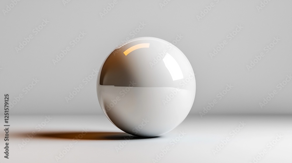 3D White Sphere with Light Reflection and Gentle Shadows on a Minimalist Background 3D White Sphere with Light Reflection and Gentle Shadows on a Minimalist Background
