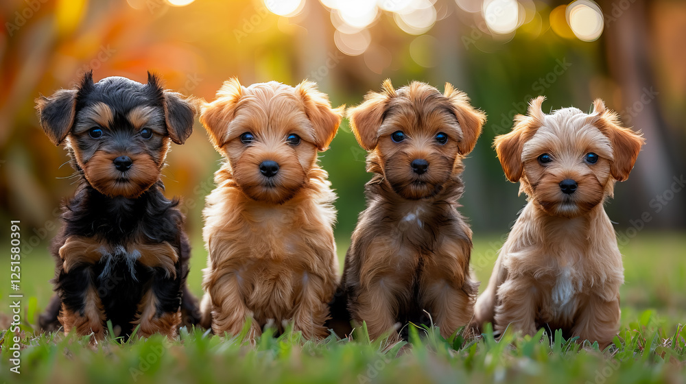 A Group of Cute Puppies. A Small Canine Family A Group of Cute Puppies. A Small Canine Family