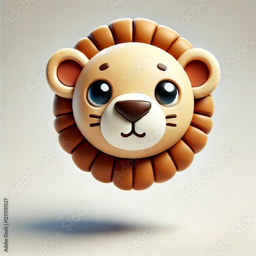3D Cartoon Vector Lion Head Icon