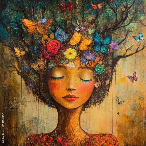 Dreaming of nature's embrace: a portrait of tranquility and growth.