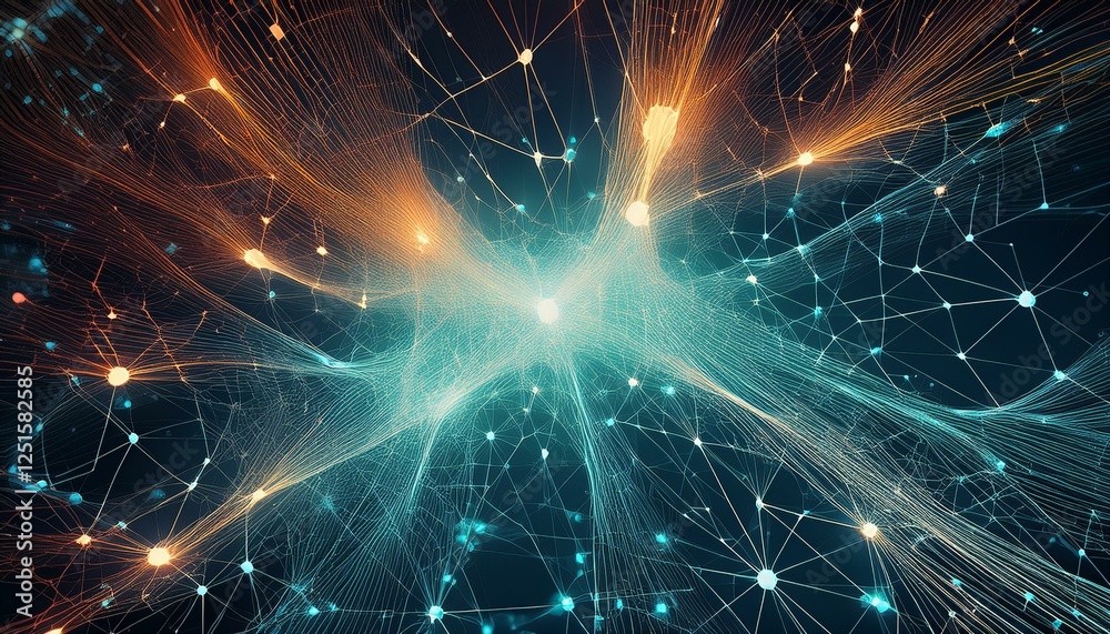 Fototapeta premium abstract polygonal neural space background with connection structure 3d rendering illustration