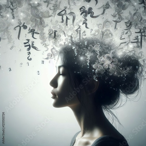 Floating Words person's head