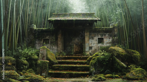 The ancient temple lost in a bamboo forest is hidd_009