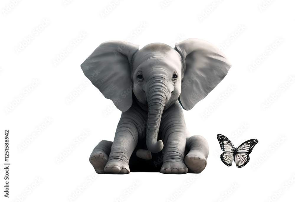 s ai white character grey cute safari illustration zoo sitting ground elephant funny butterfly art jungle side front outline cartoon fun background mammal drawing head animal wild a teal flying baby