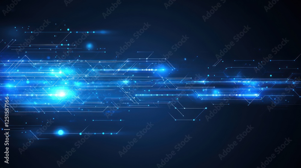 Obraz premium Blue digital stream, abstract tech background, website banner