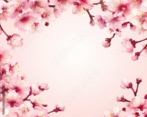 Wallpaper Mural Delicate Pink Blossoms Frame A Soft Background Torontodigital.ca