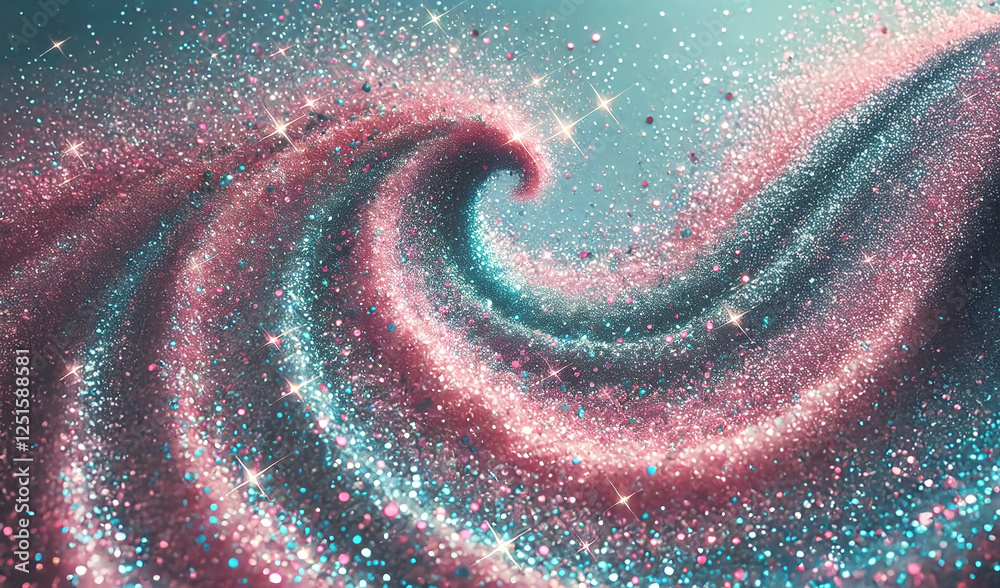 Fototapeta premium Light and color in a complex Interplay of glittering particles and swirling hues of pink and blue