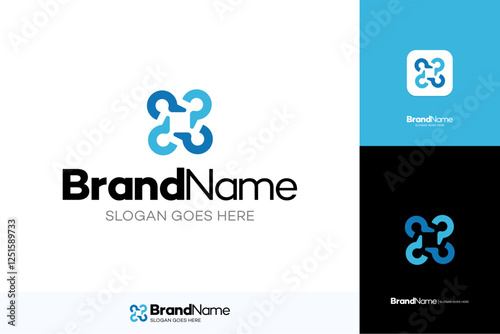 Hub connection logo design, simple modern vector templates element, propeller logo, icon identity or symbol community