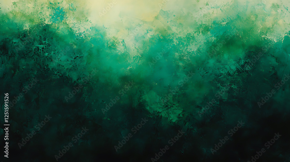 Obraz premium Deep green abstract texture blending into a soft light gradient for a mystical forest-like effect.